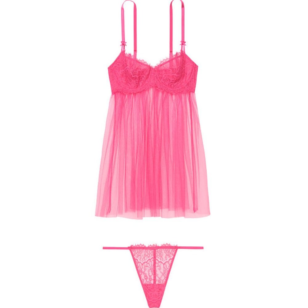 Last One NWT VS L VERY SEXY Babydoll Negligee Lingerie Nighty Victoria's Secret - Picture 12 of 16